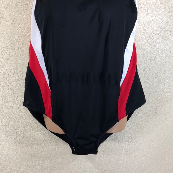 Swim 365 Bathing Suit Black White Red Size 32W - Picture 2 of 8
